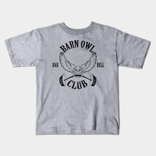 Barn Owl Barbell Club - Black Kids T-Shirt